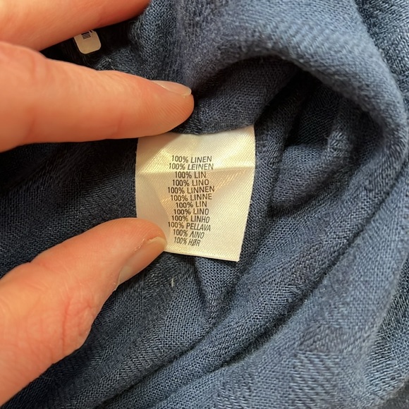 Burberry Blue Plaid 100% Linen Button Down - Picture 4 of 4